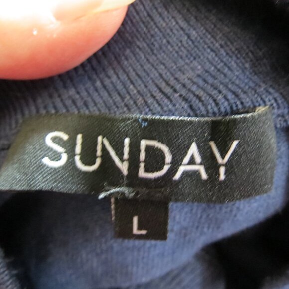 Sunday Women's Navy Sweater Crew Neck Viscose Blend Size Large - Picture 8 of 11
